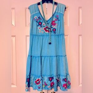 NWOT Johnny Was flower embroidery tiered dress